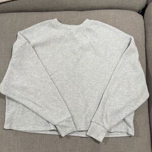 Abercrombie Essentials Long Sleeve Thermal Top • Grey • Soft Ribbed Knit